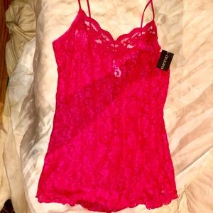 Lace and sequence shear hot pink fuchsia lingerie NWT J C PENNY